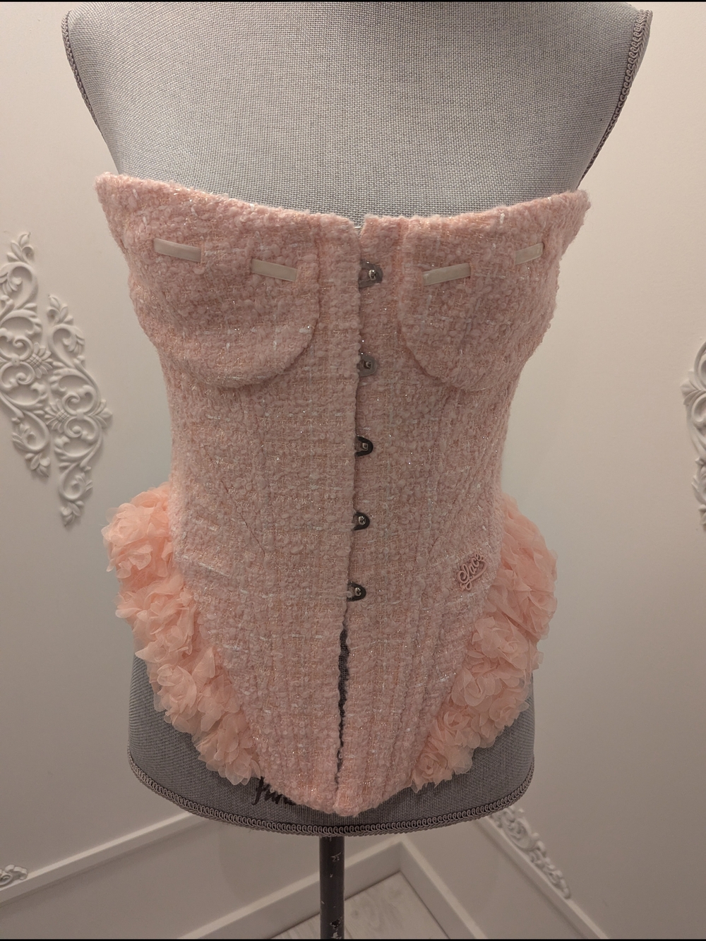 Lacemade Pink Floral Pearl-Trim Corset - Picture 2 of 7